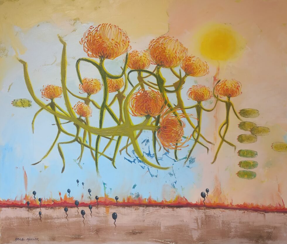 Dance of the Leucospermums 80x80 Oil