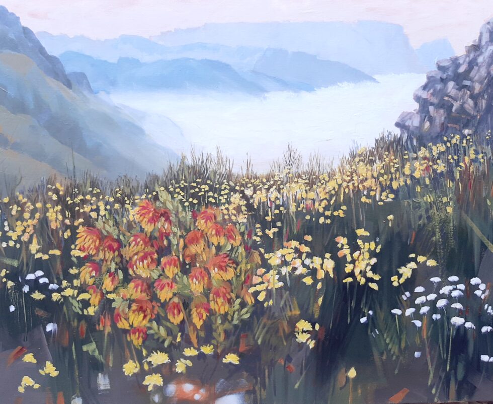 Mountain Dahlia in foreground 60x76 Oil